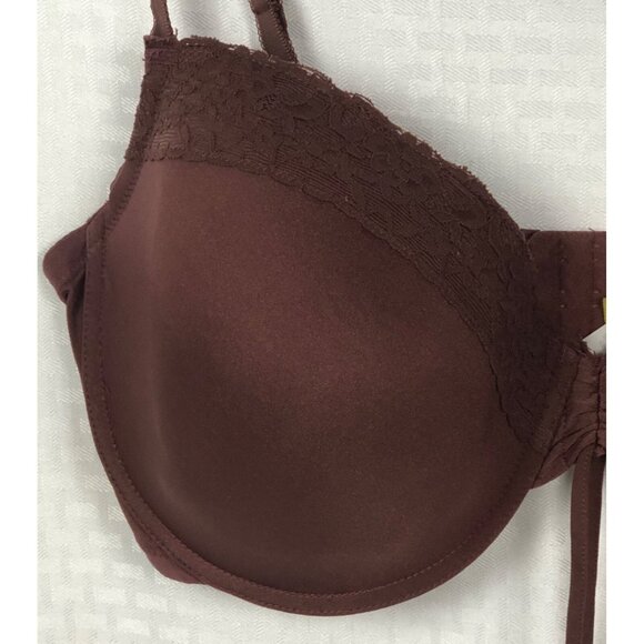 QT Bra Women Size 42D Brown Lined Underwire Back Close Lace Adjustable Straps - Picture 3 of 12